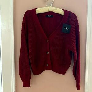 N.W.T. Able Virginia Cotton Sweater Cardigan, Sun Dried Tomato, XS